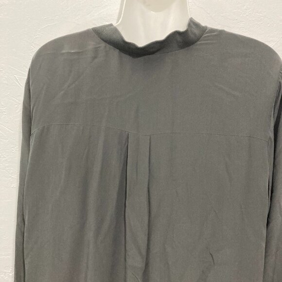 Eileen Fisher Women's Bomber Jacket Gray Charcoal Full Sipper 100% Silk Pockets - Picture 4 of 9